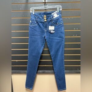 Sexy Couture Curvy Skinny Jeans Blue Button Fly Zip Front Shaping Fit NWT